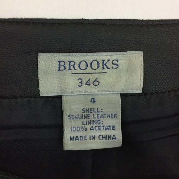 BROOKS BROTHERS 346 Black 100% Genuine Leather Lined Skirt - Picture 2 of 10